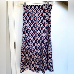 Zara Geometric Blue Patterned Women's Midi Skirt